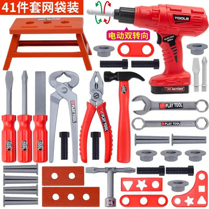 Kids Tool Set Pretend Play Drill Toy Screwdriver Toolbox, Role Play Construction Kit, Birthday Gift for Boys Toddler