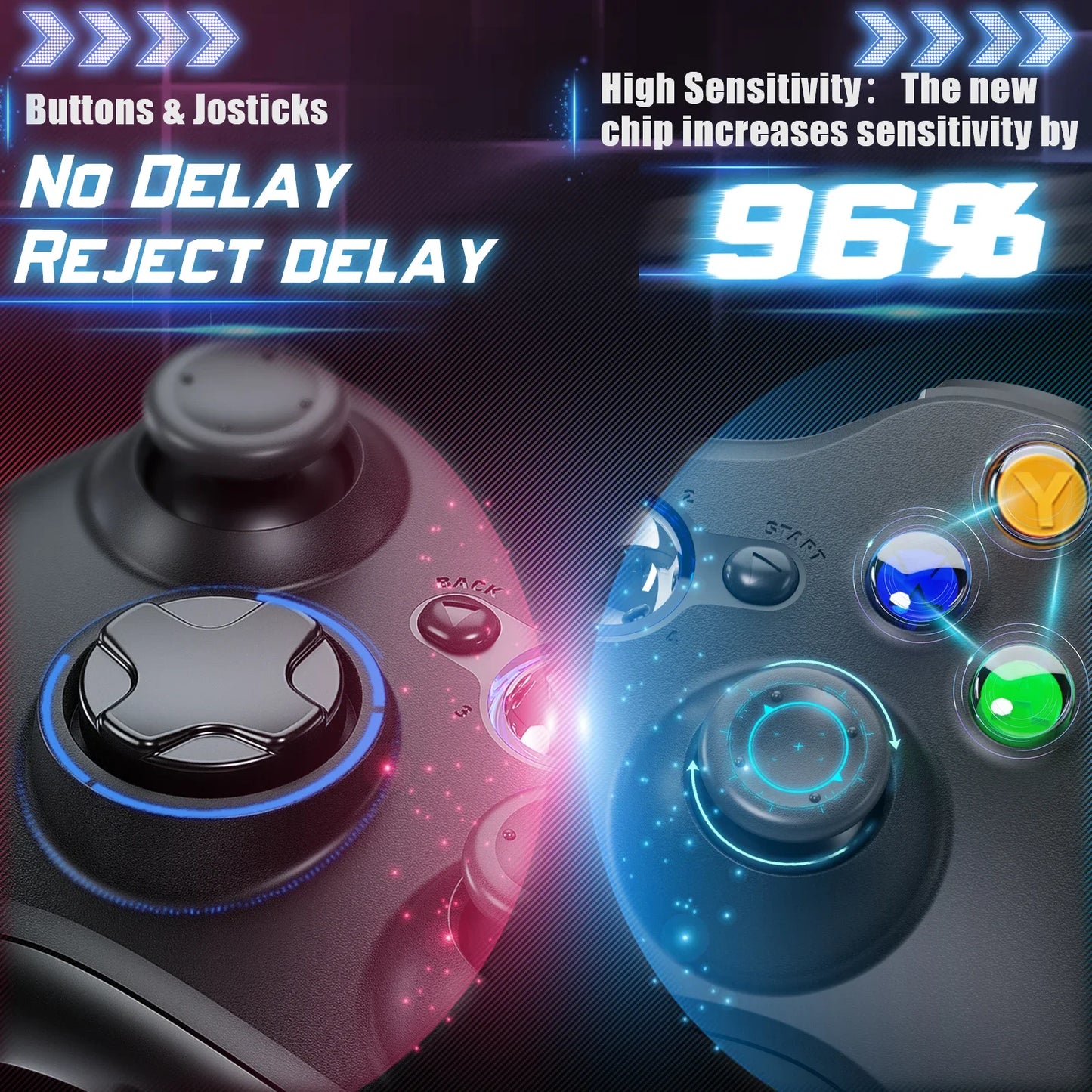 Wireless Gamepad Controller 2.4GHz ,Dual-Vibration Turbo Function ,For Xbox 360/360 Slim/Pc Game Controller Joystick