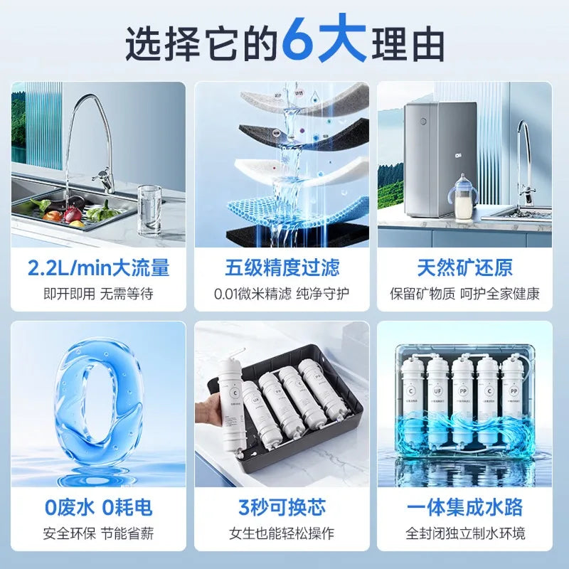 Household ultrafiltration water purifier, under-sink tap water purifier, kitchen filter, high flow rate water purifier