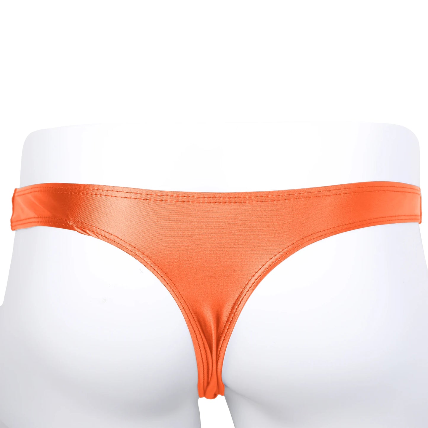 AMORESY Oceanus Men Glossy Stretch Low Rise T-shaped Briefs Gym Fitness Sport Comfort Breathable Thong Underpants Swimming Trunk