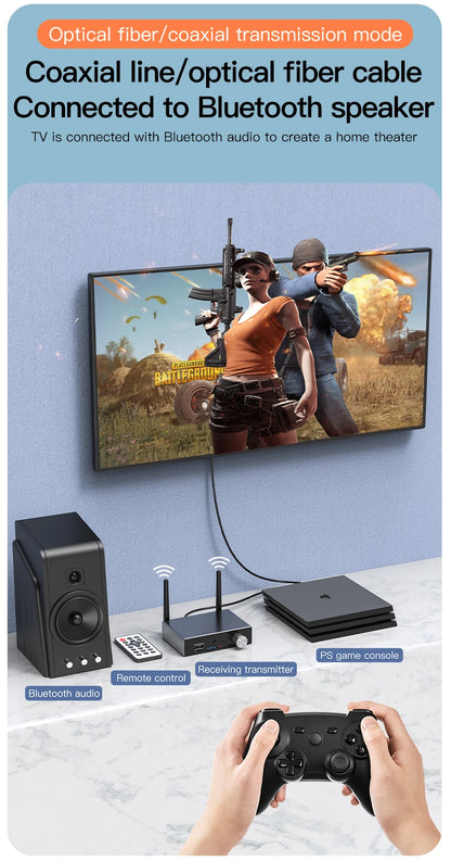 6 IN 1 DAC Bluetooth 5.3 Receiver Transmitter Optical Coaxial AUX RCA USB TF Wireless Audio Adapter Digital to Analog Converter