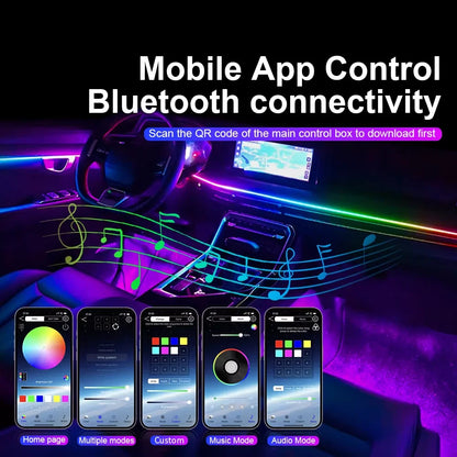 10/14/18/22 in 1 Dual Zone Hidden Acrylic RGB 64/213 Color Symphony Streamer Auto Interior Car Ambient Light Kit APP Control 12V