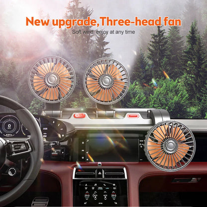 12v Automotive fan Car Fan 24v 360° Adjustable 3 Head Air Fan Low Noise Multifunctional Temporary Parking Card Auto Vehicles fan