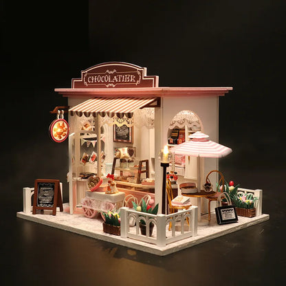 DIY Miniature Whimsy Dollhouse Kit 3D Puzzle Furniture Assembly Model Doll House Educational Wooden Toys For Xmas Gifts