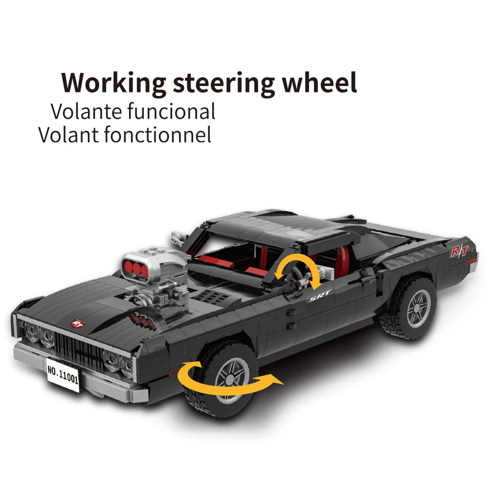Retro Building Block Toy Dodge Challenger R/T Sports Car Building Block Toy Set 943Pcs Boy Toy Birthday Gift Christmas Gift
