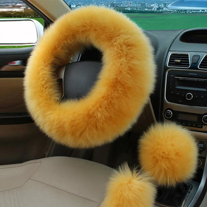 New Car Fluffy Plush Steering Wheel Cover Fashion Winter Warm Fleece Non-slip Handle Gloves Ladies Car Decoration Accessories