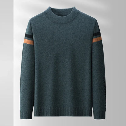 New Autumn and Winter Men's Casual and Fashionable Long Sleeved Round Neck Knitted Sweater Warm and Versatile Top
