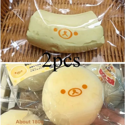 2Pc handmade Squishy with BUTTER texture - Banana Carrot bear shaped to relieve stress - Food grade silicone S