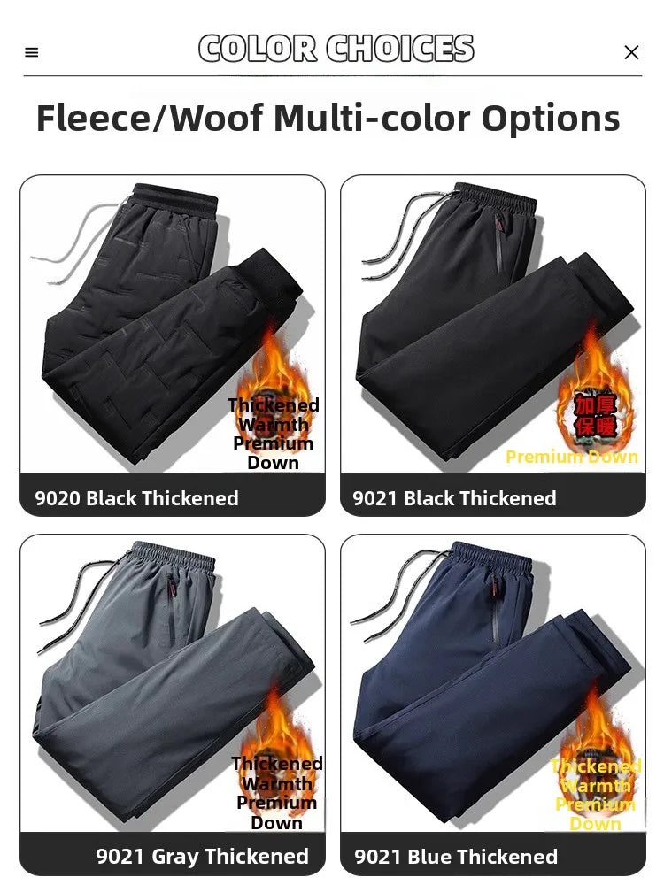 TUCANO Men's Thickened down Cotton Pants Outdoor Winter Sports Wearable Long Trousers Youth Casual Straight Leg Multi Pocket