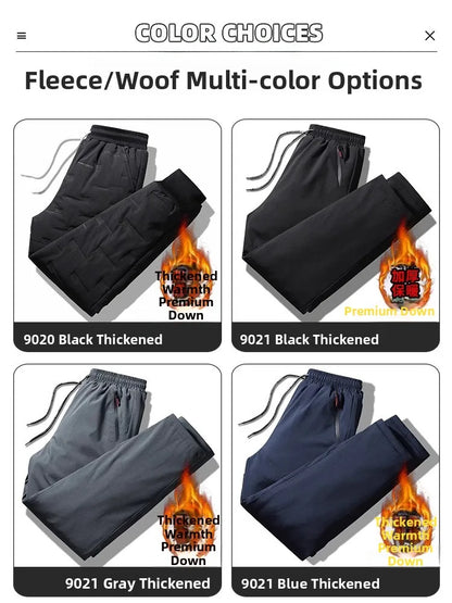 TUCANO Men's Thickened down Cotton Pants Outdoor Winter Sports Wearable Long Trousers Youth Casual Straight Leg Multi Pocket