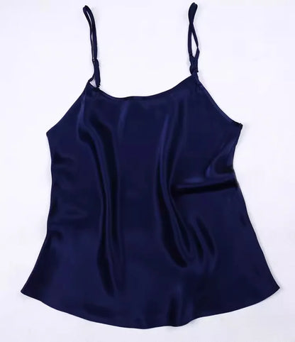 Women's 100% Mulberry Silk 16 momme Spaghetti Strap Camisole Tank Top Vest Sleepwear M-4XL YM002