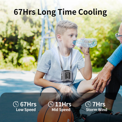 14500mAh Portable Waist Fan 360° Rotating Belt Clip Hanging Neck Fan Strong Wind with LED Digital Display for Outdoor Sports