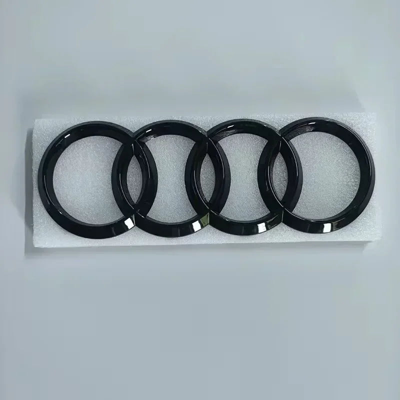 AUDI Q8 4-Ring logo ABS Black Car Hood Front Grill Emblem Rear Trunk Badge Q8 Sticker Quarrto Sline Emblem For Q8 2018-2024