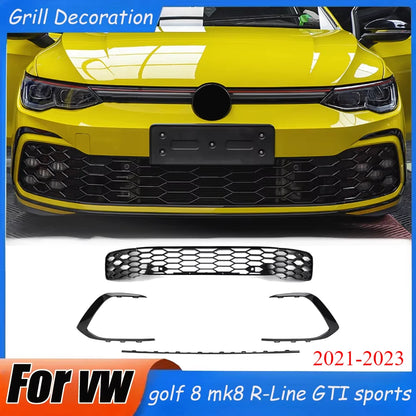 Front Bumper Grill 2021-2023 Accessories for Vw Golf 8 Mk8 R-Line GTI Sports Version Front Air Inlet Grille Fog Lamp Trim Kits