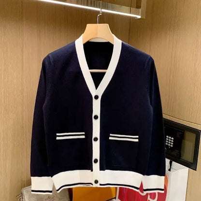 Autumn Winter Men Knitted Cardigan Sweaters Long Sleeve Classic Vintage Patchwork Smart Casual Coat