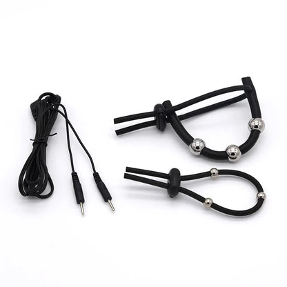 Electric Shock Bdsm Cock Sheath Ball Stretcher Host Cable E-stim Penis Ring Electro Sex Toy for Men Glans Testicle Loops Massage