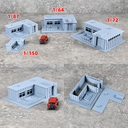 Assembly Architectural Miniature Bungalow Garage Villa Office Building Railway Railroad Diorama Scale Model Kit 1/64/72/87/150ho