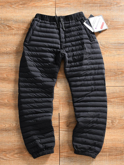 Thickened Winter Cotton Pants for Men Outdoor Sports Warmth Resistant to Cold Long Pants Nylon Fiber Standard Fit Pure Color