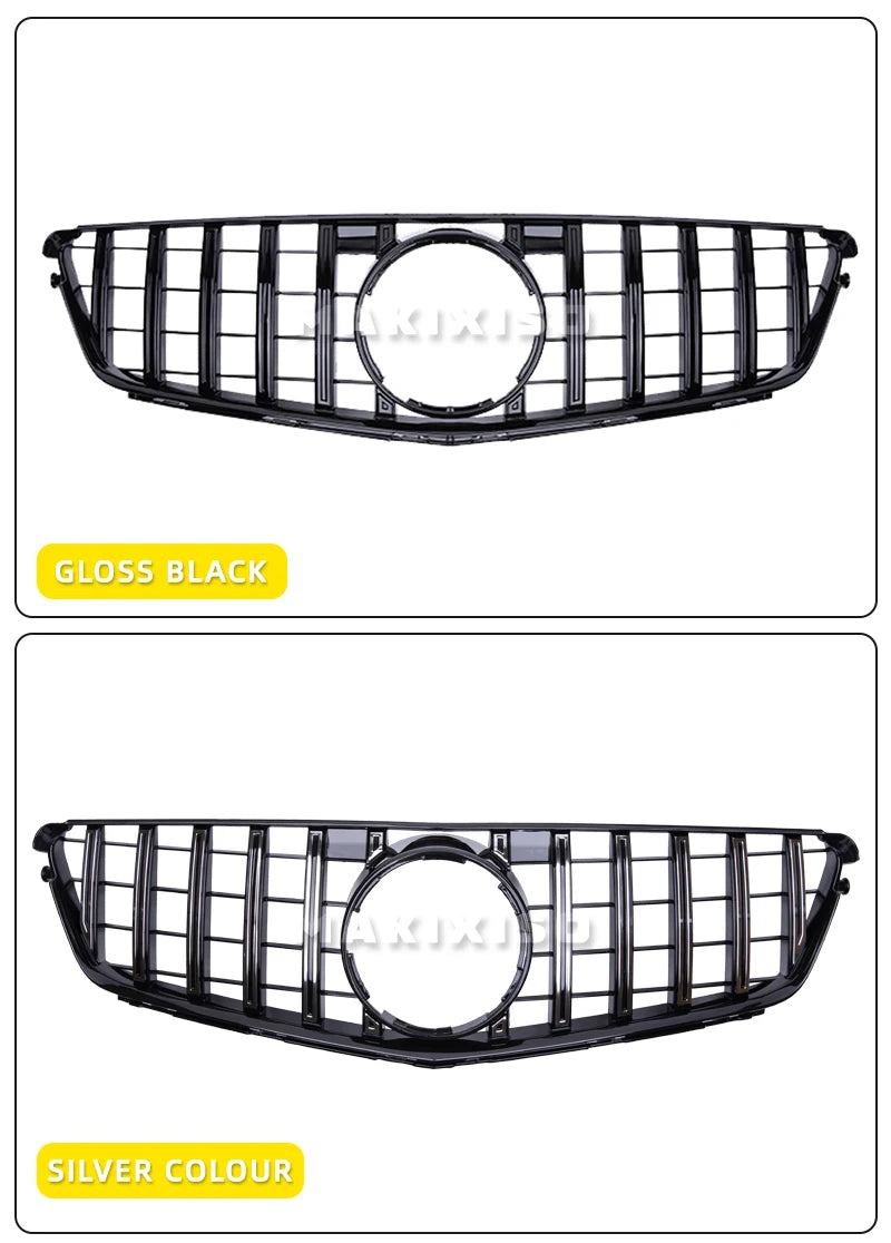 1 Piece Racing Grills Front Bumper Grille Hood Grill For Mercedes Benz C W204 07-14 Silver Style Bumper Grille Car Parts