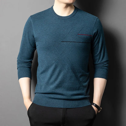 Anti-Pilling High-End Knit Men Pullover Sweater Jumper New Lightweight Round Neck Loose Fashion