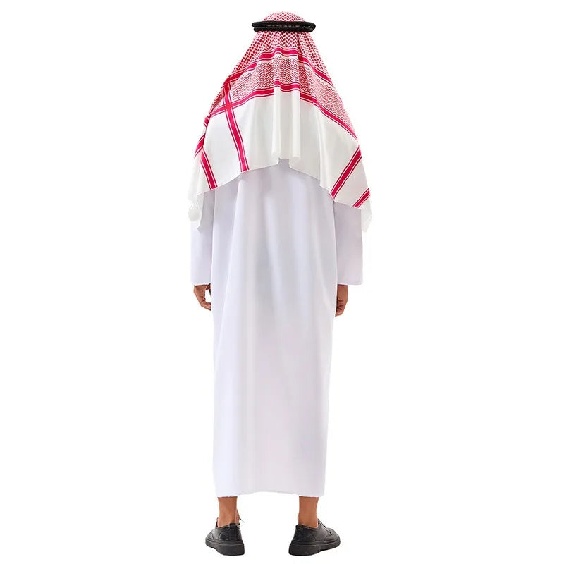 Arabic Traditional Costume for Men Dubai Sheikh Robe Set Middle Eastern Outfit