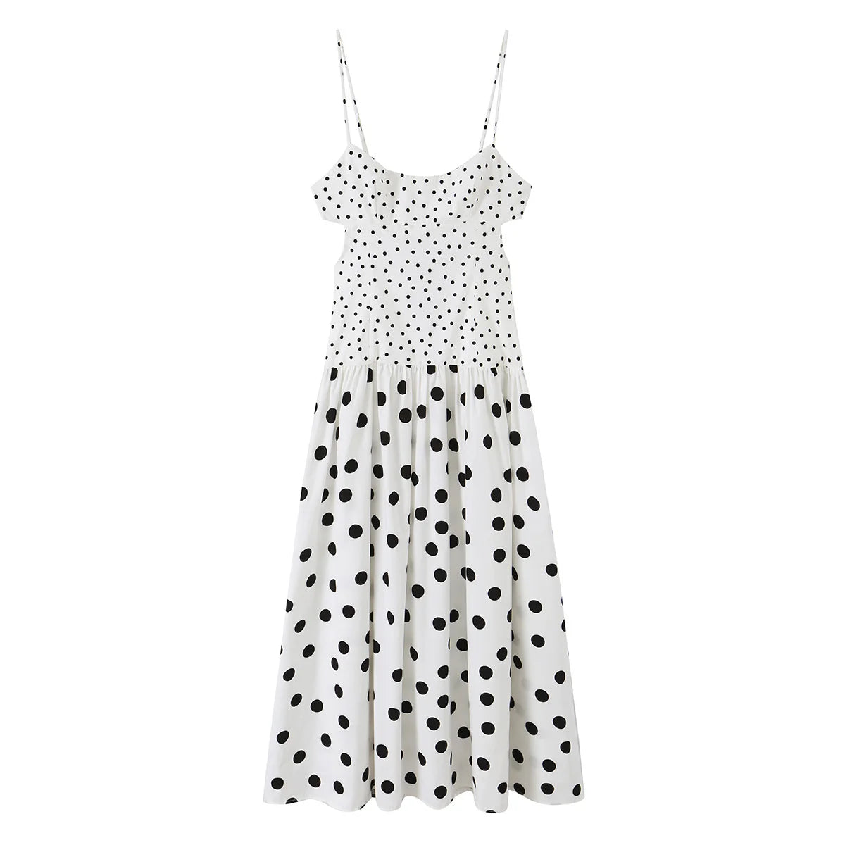HH Women Summer Coquette Feminine Polka Dot Sleeveless Dress Spring Waist Cutout Fitted Waist Maxi Lightweight Dress For Daily