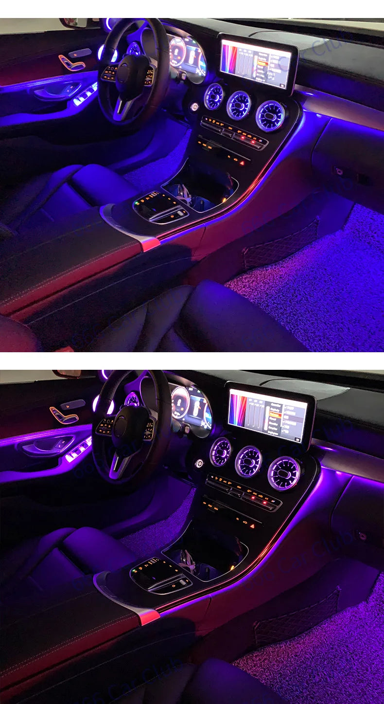 256 Colour LED Vents For Mercedes Benz C Class W205 W447 W213 W156 W117 W176 Bluetooth APP Control Car Nozzle Turbine Air Outlet