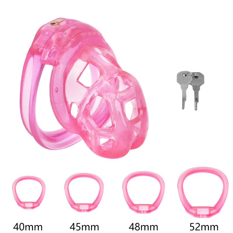 Soft Silicone Chastity Cage Device Anti-Cheating Penis Lock with 4 Size Cock Rings Penis Restraints for Men Discreet Sex Toys