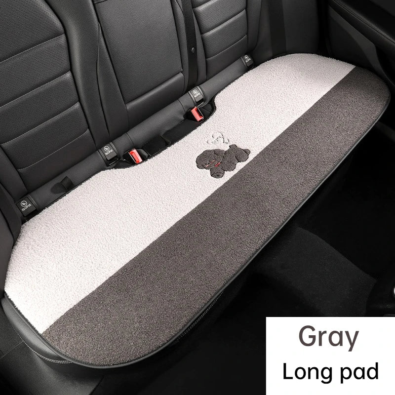 Funny Puppy Car Seat Cover 2025 New Autumn Fleece Fabric PU Leather Warm Comfortable Quick Installation Fits Most Cars