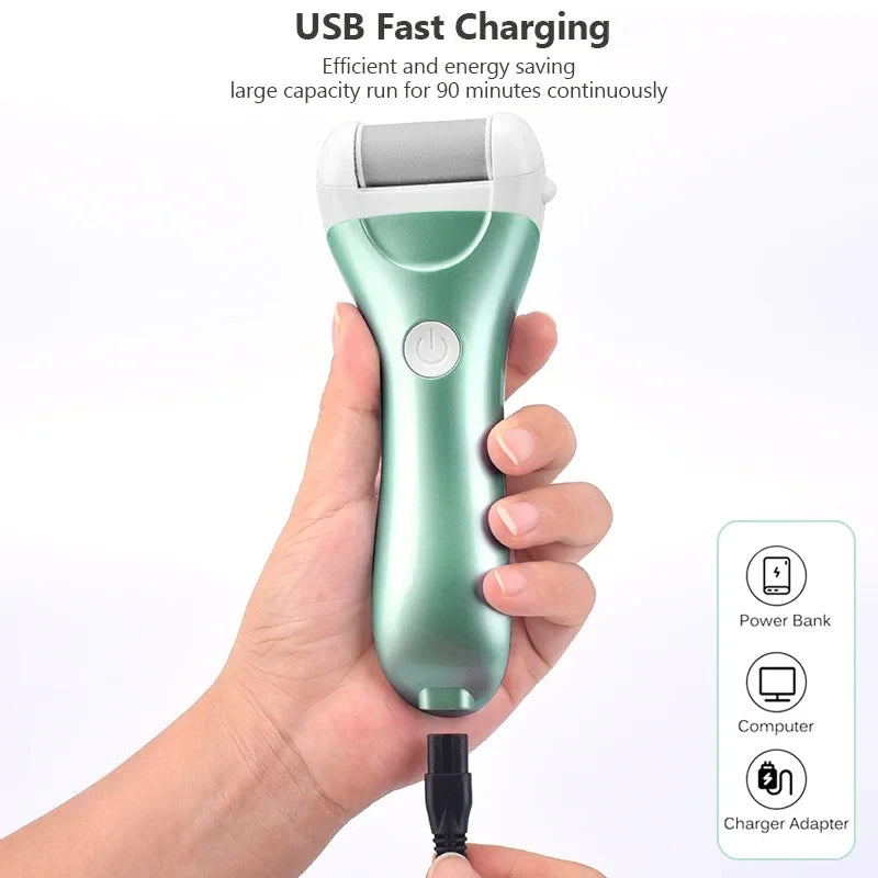Electric Pedicure Foot File USB Rechargeable Power Display 3pcs Grinding Exfoliator Replacement Heads For Heel Callus Remover