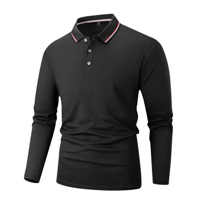 New Men's Business Casual Long Sleeved Shirt Solid Color Formal Polo Shirt Fashionable Breathable Comfortable Versatile Work Top