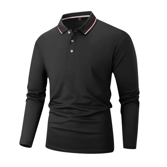 New Men's Business Casual Long Sleeved Shirt Solid Color Formal Polo Shirt Fashionable Breathable Comfortable Versatile Work Top