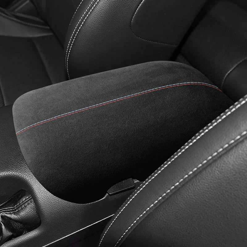For Ford Mustang 2015-2025 Made of Alcantara Wrap ABS Car Trim Armrest Box Cover Panel Italian Suede Interior Tuning Accessories