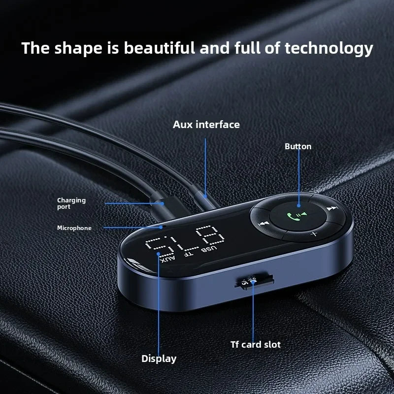 Car FM Receiver for Car Bluetooth Audio Receiver Car Hands-free Music Receiver Display Bluetooth 5.3 FM Transmitter