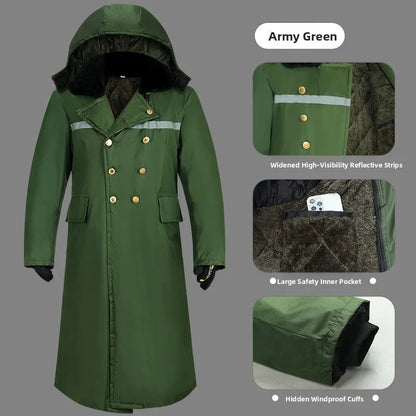 Thickened Cotton Jacket Removable Inner Vest Long Windproof Northeast Cold Storage Night Reflective Work Cotton Clothes