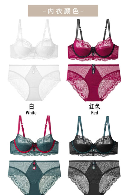Plus Size Minimizer Bra Set DE Cup Large Bust Thin Cup Soft Underwire Anti Sagging No Show Breathable Daily Lingerie Underwear
