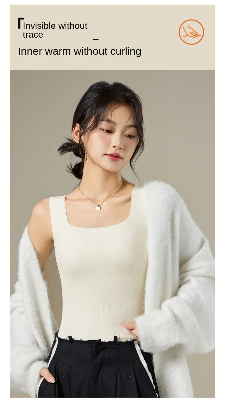M-2XL For 40-75kg German Velvet Thermal Tank Top Women With Chest Pad Autumn and Winter Thickened Seamless Underwear