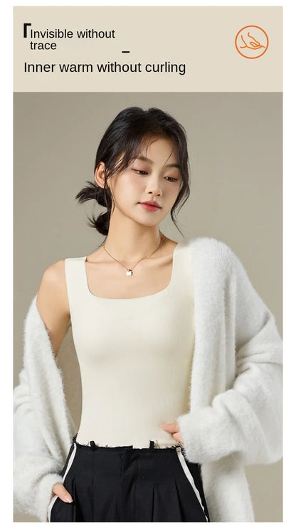 M-2XL For 40-75kg German Velvet Thermal Tank Top Women With Chest Pad Autumn and Winter Thickened Seamless Underwear