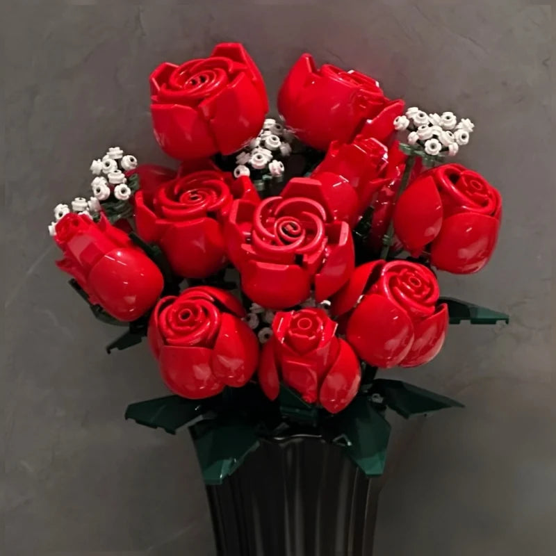New 822PC Romantic Rose Flower Bouquet Building Blocks Valentine's Day Gift for Women/Men for Home Decor Gifts for Anniversary