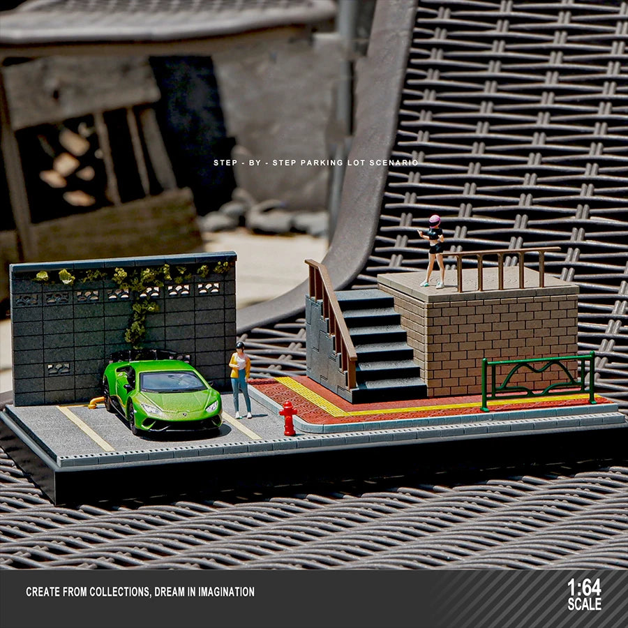 1/64 Miniature Parking Lot Diorama-Diecast Model Car Park Model Scene for Action Figures,DIY Collection (No Car)