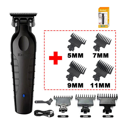 Kemei 2299 Barber Cordless Hair Trimmer 0mm Zero Gapped Carving Clipper Professional Electric Finish Cutting Machine