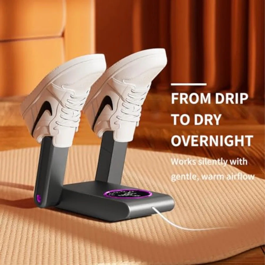 Shoe dryer for indoor use, ABS plastic, white, telescopic boot and glove dryer with timer function eliminates dampness and odor