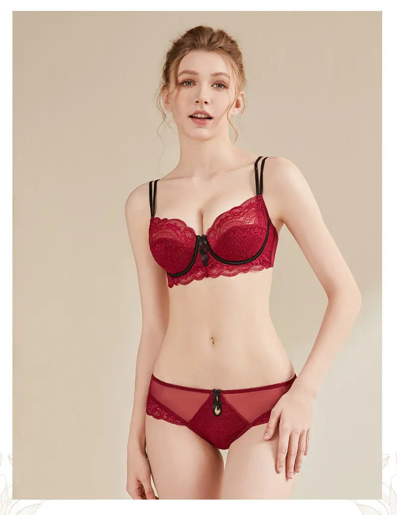 Plus Size Minimizer Bra Set DE Cup Large Bust Thin Cup Soft Underwire Anti Sagging No Show Breathable Daily Lingerie Underwear