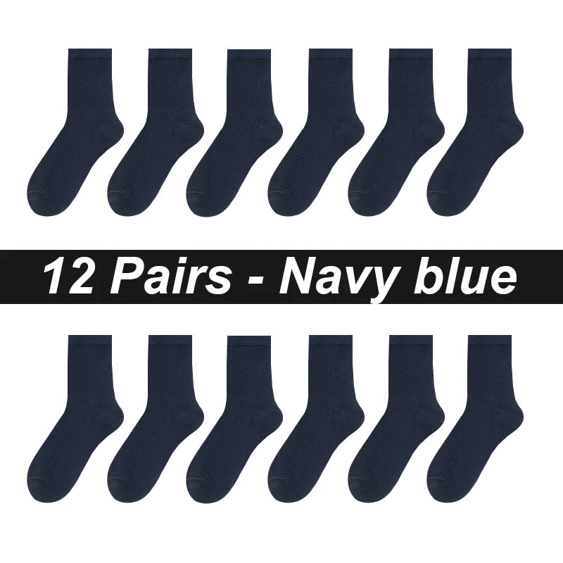 12Pairs Bamboo Fiber Socks Men Casual Business Mesh Breatheable Anti-Bacterial Comfortable High Quality Sock Male Size EU38-45