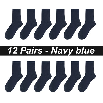 12Pairs Bamboo Fiber Socks Men Casual Business Mesh Breatheable Anti-Bacterial Comfortable High Quality Sock Male Size EU38-45