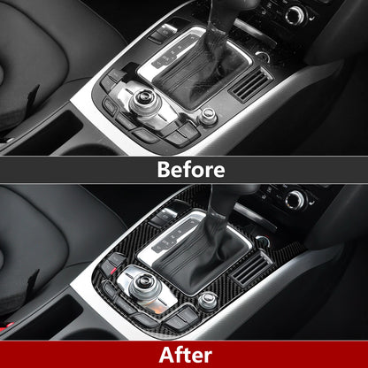 Car Center Console Gear Shift Panel Set, For Audi A4 S4 RS4 A5 S5 RS5 (2007-2016) Carbon Fiber Interior Sticker Trim Accessories