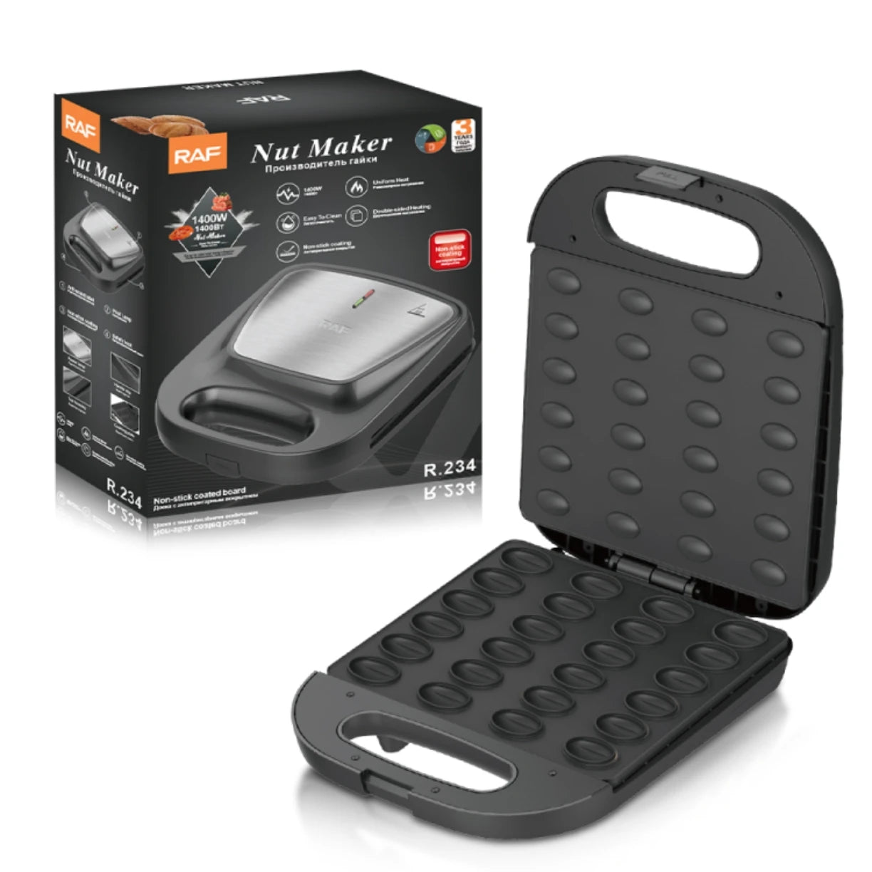 1400W Electric Walnut Cake Maker 24-Hole Automatic Sandwich Maker Breakfast Kitchen Non-Stick Cook Plate
