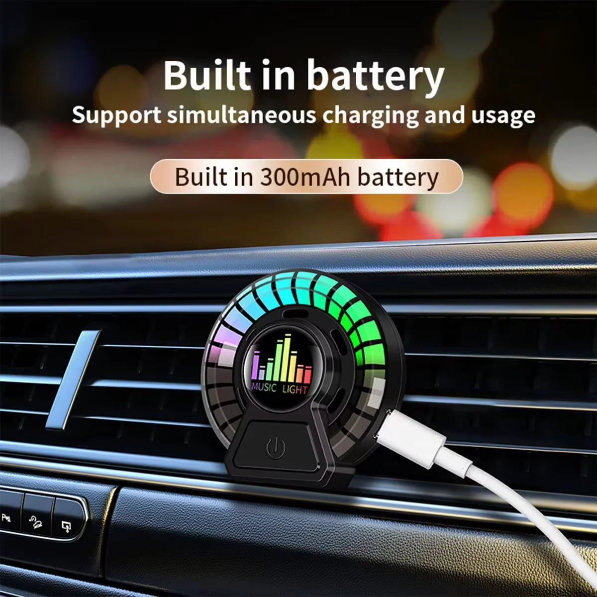 2x Car Air Freshener Outlet Fragrance led RGB Music Rhythm Strip cars Air Vent Aromatherapy Interior Voice Pick Up Ambient Lamp