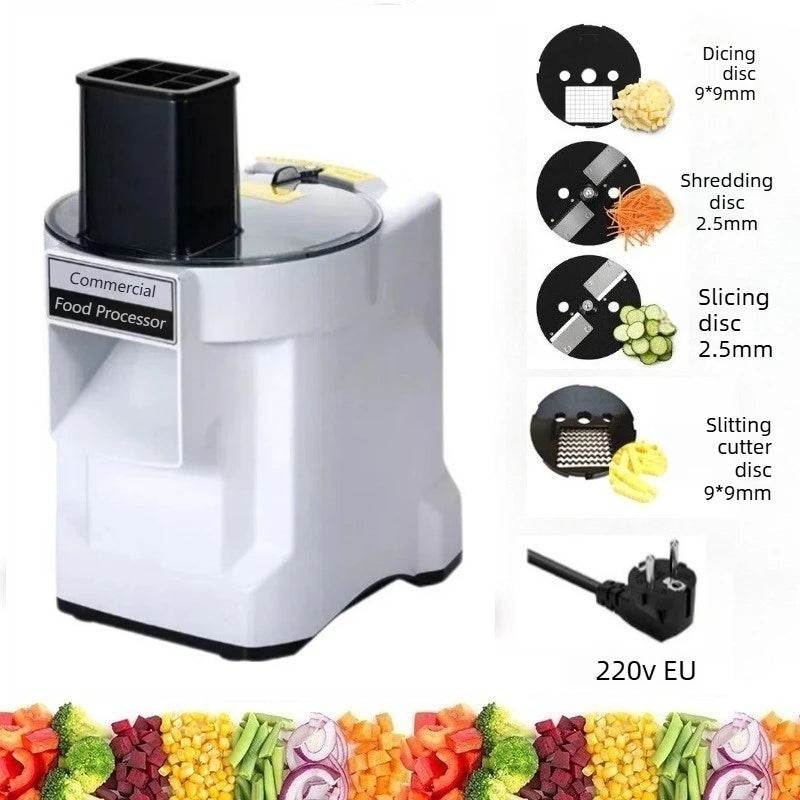 K8600 Commercial Dicing Machine White 3-in-1 Multi-Function Electric Cutter Strips Shreds Slices Dice Radish Potato Vegetables