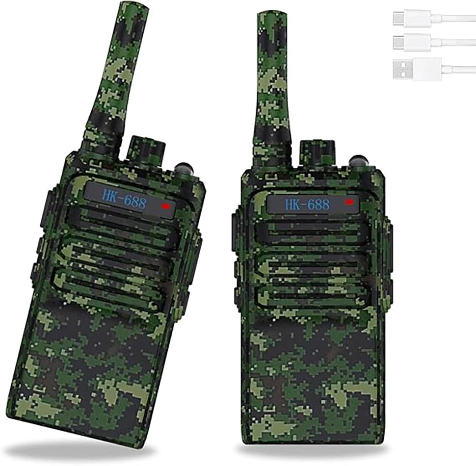Kids Walkie Talkies 2 Pack, 3 Miles Range, 2000mAh Rechargeable, 16 Channels, LCD Flashlight, Gift for Camping Hiking